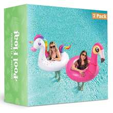Joyfy 2-Pack Flamingo Unicorn Pool Float - Fun Beach Floaties, Inflatable Swimming Pool Tubes Party Toys, Lake Beach Floaty Swim Rings Summer Pool Raft Lounger For Adults & Kids - Multicolor - View 9