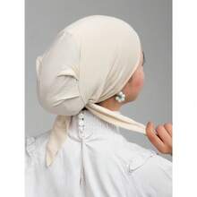 1pc Simple Solid Color Soft & Comfortable Headscarf, Headwrap, Turban Style Cap, Women Chemo Hat, Suitable For Daily Life And Outdoor Sports For Dress - Màu be - Xem 2