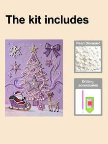 1套，新款珍珠画圣诞树，圣诞老人图案，钻石画套装，5D DIY珍珠形钻石局部钻石画套装，适用于家居客厅、卧室、书房等墙面装饰艺术，惊喜礼物，圣诞节、新年礼物、生日礼物。 - 彩色 - 查看 11