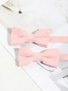 2pcs/Set Unisex Fashion Solid Color Plush Bow Tie Set, Suitable For Party, Daily, School, Banquet, Holiday, Couple Gift Matching - A - View 1