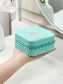 1pc Portable PU Leather Multi-Compartment Jewelry Storage Box, Jewelry Organizer Box With Zipper For Earrings Necklaces Rings, Suitable For Home Travel Packing, Gift Box, Travel Jewelry Box - Multicolor - View 5