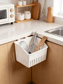 Cutlery Drainer Basket Wall-Mounted Kitchen Drain Rack For Utensils For Utensils Knives And Forks - Plastic Cutlery Holder Kitchen Drainer Organizer Space-Saving Design For Home Use Back To School Supplies Kitchen Utensils - White - View 11