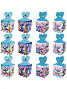 DOBBLE 6/12pcs Lilo & Stitch Cartoon Character Stitch Pattern Party Gift Bags, Paper Bags For Cookies, Candies, Stitch Themed Birthday Party, Holiday Supplies, Gift Boxes Suitable For Various Theme Parties - Multicolor - View 1