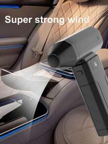 1pc Handheld USB Rechargeable Fan | 6-Speed High-Pressure Turbo Fan, 3000mAh Battery, Suitable For Travel/Camping/Outdoor Activities, Wireless Design With Electric Dust Removal Function - màu đen - Xem 10