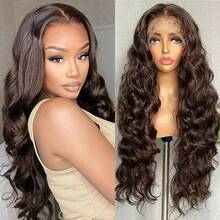 MECRY [13*4 Lace Front Long Curly Wig] Elegant Water Wave Wig For Women, 13*4 Lace Front, Lightweight, High-Temperature Fiber, Full Head Coverage, Long Brown Curly Wig - Brown - View 1