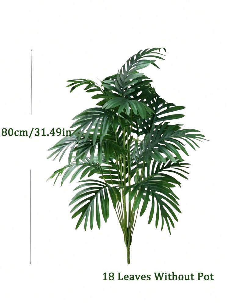 Árbol de palma artificial de 60-80 cm, plantas tropicales grandes de Monstera falsas, árbol de coco de plástico con hojas verdes, rama de árbol de palma falsa para decoración del hogar, jardín, interior, exterior, boda y fiesta - Verde - Añade 14