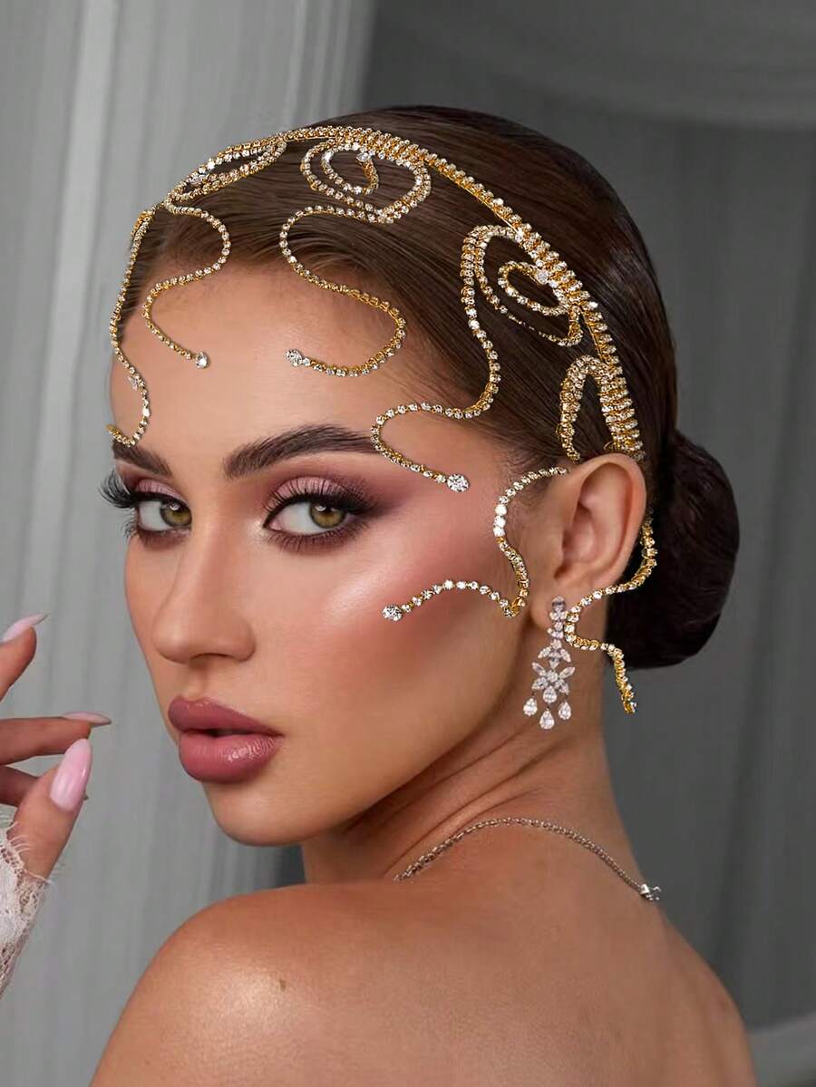 1pc Luxury Gold Snake-Shaped Headband, Suitable For Weddings, Parties, Balls, Banquets, Eid Celebrations, Women's Headpiece