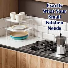 Acrylic Kitchen Cabinet Space-Saving Dish Rack, 3-Tier Plate Organizer, Dining Tableware Holder, Bathroom Storage Small Shelf - Clear - View 7