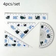 4pcs/Set Multifunctional Cat Shaped Ruler Set, Suitable For Office And Home Use - Multicolor - View 3
