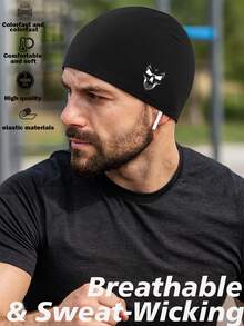 1顶骷髅波浪针织帽 - 宽松无檐帽，男士针织帽，适合夏季运动，如跑步、骑行、钓鱼、徒步旅行、棒球等。男士跑步针织帽，针织帽，冬季跑步帽，男士头带，针织帽，男士，帽子，女士，帽子，帽子，针织帽，跑步，礼物，保暖，骷髅帽，睡眠，睡帽，秋季服装 - A - 查看 2