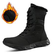 女士时尚雪地靴，保暖加厚冬季鞋，情侣百搭靴，徒步靴 - 黑色 - 查看 15