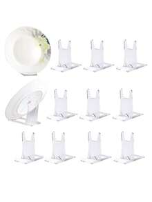 5pcs Adjustable Acrylic Display Stand - Sturdy Base Made Of Durable PMMA Material, Ideal For Home Office, Party Decor And Retail Use. Book Display Rack, Party Decoration, Modern Aesthetics, Fashion Design, Robust Structure - Clear - View 2