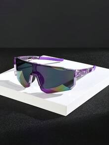 1副男士户外骑行、徒步、滑雪运动护目镜，一体式紫色和蓝色防风防护眼镜 - 護目鏡-多色 - 查看 4