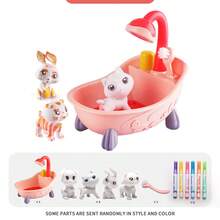 DIY浴室可爱宠物涂鸦套装，包含卡通动物玩具、浴缸、淋浴喷头和可重复使用的水洗画笔。儿童艺术手工套装，创意绘画套装。理想的生日、节日和派对礼物。 - 彩色 - 查看 13