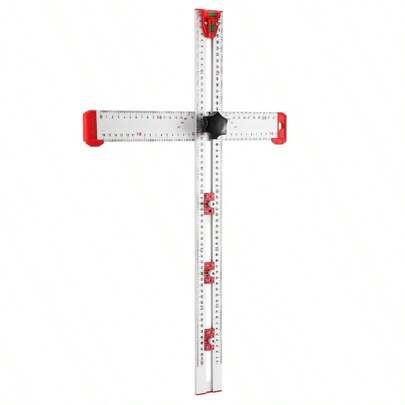 4-In-1 Drilling Positioning T Square Ruler, Woodworking Scribe Drawing Tool, Aluminium Alloy Multifunctional Measuring Tool, Cabinet Hardware Jig