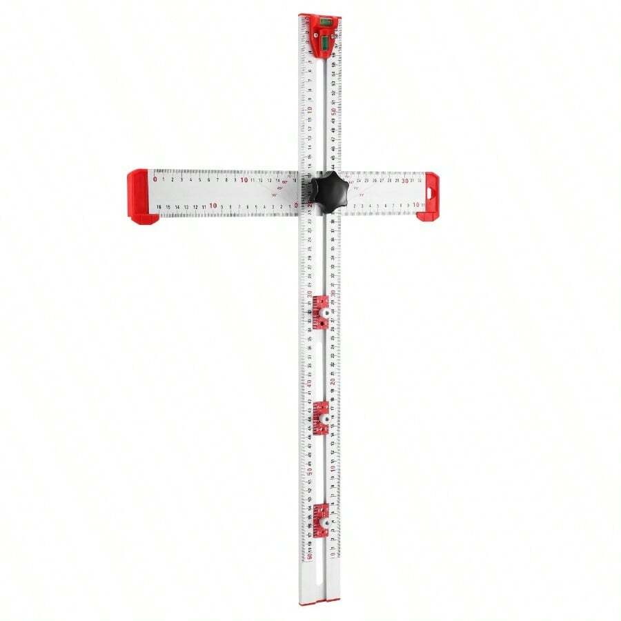 4-In-1 Drilling Positioning T Square Ruler, Woodworking Scribe Drawing Tool, Aluminium Alloy Multifunctional Measuring Tool, Cabinet Hardware Jig - 65cm - View 1