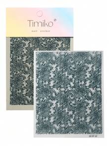 1pc Elegant Vintage Lace Texture Nail Art Sticker, Featuring Delicate Lace Floral Pattern That Perfectly Captures The Vintage Lace Fabric Texture, Intricate Design With Layered Softness, Suitable For Personal DIY And Nail Decoration. - Black - View 7