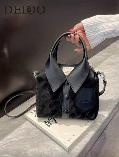 1 Piece Bag, Shaped Bag, Pu Fabric With Long Strap Shoulder Bag Satchel, Hot Girl Style, Clothing Bag Unique Stylish Women's Handheld Bag With Simple Shirt Design, Small Square Crossbody Bag