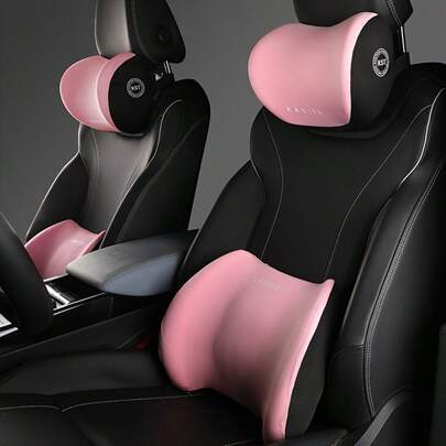 Kit de Confort para Auto: Cojín Lumbar y Almohada Cervical de Lujo - Almohada Ortopédica de Espuma con Memoria 2 en 1, Ajustable, Alivia el Dolor y la Fatiga, Diseño Ergonómico de Alta Densidad, Regalo Perfecto para Viajes Largos, Conducción Diaria