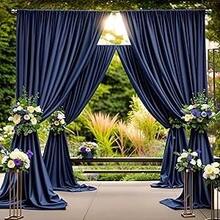 10 Ft X 10 Ft Wrinkle Free Navy Blue Backdrop Curtains Panels, 2 Panels 5ft X 10ft Sikly Polyester Photo Backdrop Drapes For Graduation  Shower Wedding Birthday Parties Photography Background Variant 1 - không có - Xem 9