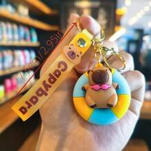 Cartoon Cute Capybara Keychain PVC Creative Doll School Bag Pendant Car Key Ring Small Gift - Multicolor - View 7
