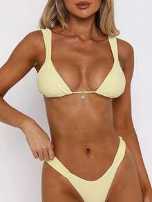 Bikini Sets For Women Two Piece Swimsuits String Triangle Bathing Suit Bottom Swimwear - Yellow - View 3