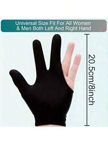 1 Pair Billiard Gloves, 3-Finger Snooker Gloves, Non-Slip Cue Gloves, Suitable For Left And Right Hands, Adult Party Game - Black - View 3