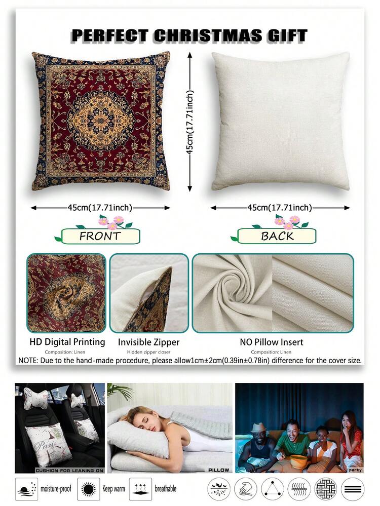 1/4/5/6/7 pièces Style bohème, Set de décoration Ramadan, Set de décoration Eid, Texture en lin confortable, Sets de table, Maniques, Housses de coussin - Multicolore - Voir 11