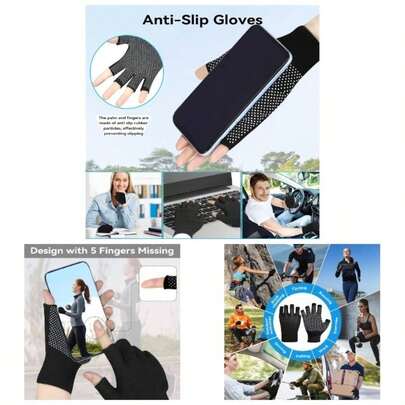 Guantes táctiles de invierno para mujeres y hombres, guantes antideslizantes de media-dedo para senderismo, guantes cálidos para ciclismo, conducción, clima frío, correr, deportes al aire trabajo diario