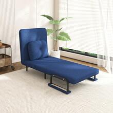 5-In-1 Folding Sofa Bed Convertible Chair, Adjustable Backrest Recliner With Pillow, Space-Saving Sleeper For Living Room, Apartment, Dorm & Guest Room, Blue - mặc định - Xem 9