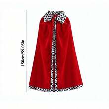 国王角色扮演服装红色斗篷节日化装舞会斗篷和权杖套装，公主王子长袍皇冠天鹅绒斗篷生日派对角色扮演服装 - 多色 - 查看 12
