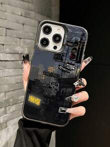 1pc Fashion City Night Scenery UV Printed Design Protective Phone Case, Soft TPU Material, Compatible With IPhone, Gift For Valentine's Day, Birthday, Christmas, Halloween, Boyfriend, Family And Friends - Multicolor - View 3