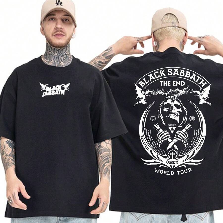 Rock Band Heavy Metal World Tour Funeral Shirt, Unisex Basic And Oversized T-Shirt - màu đen - Xem 1