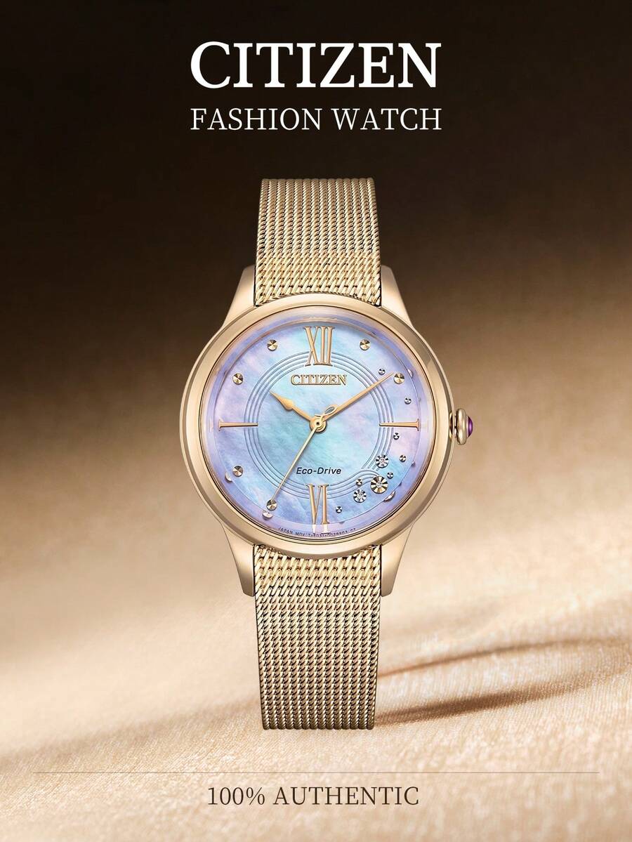 CITIZEN Stylish Rose Gold Watch For Women Classic Quartz Watch Stainless Steel Mother Of Pearl Dial - Gold - View 1