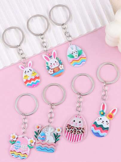 1个卡通复活节彩蛋兔子钥匙扣，百搭时尚配饰，复活节送给朋友的时尚礼物