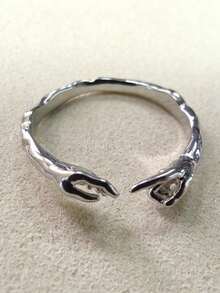 1 pieza Anillo único minimalista con diseño de la mano de Dios dando vida a Adán, para mujeres/hombres, encanto de moda para uso diario, regalo de joyería para el Día de San Valentín, aniversario o fiesta - mano - Ver 9