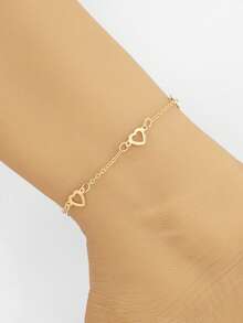 1条时尚可爱简约心形脚链，适合日常佩戴和海滩派对 - 金色 - 查看 3