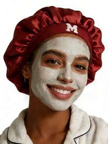 1 st unisex personlig A-Ö bokstavs satinmössa sidenhårmössa, sidenmössa mild nattmössa, bekväm mössa för att sova i, mjuk satinfodrad sidenmössa, slät satinfinish daglig mössa, för hårskydd och frisskontroll och lockiga hårflätor och present till alla hjärtans dag - Bourgogne - Visa 5