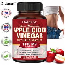 Didacat Apple Cider Vinegar 1600 Mg Dietary Supplement - Supports Digestive Health, Healthy Weight Management, Suitable For Both Men And Women - 120 Capsules - 1瓶 - 查看 9