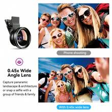 APEXEL 2 In 1 Phone Camera Lens Kit Compatible With IPhone And Android, 12.5X Macro Lens And 0.45X Wide Angle Lens, Clip-On Phone Lens Attachment With Bag - A - View 9