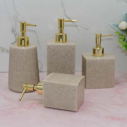 زجاجة موزع الصابون السائل بتصميم أوروبي وأمريكي بسيط من الحجر الرملي الاصطناعي، مناسبة لغرف الفنادق والمطاعم والسوبرماركت الكبيرة والحمامات المنزلية وغرف الاستحمام، إعادة تعبئة الصابون السائل