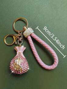 Elegant Diamond Studded Keychain For Cars, Sparkling Charm, Backpack/Car Key/Decoration, Ideal Gift For Birthday Parties, Gift For Girlfriends - Pink - View 7