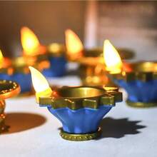 Lámpara de vela LED Simulación Deepavali Vela decorativa pequeña Decoración flotante Lámpara de aceite flotante en agua Luz deé LED - Azul - Ver 4