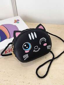 New Expression Kitten Crossbody Bag PU Shoulder Bag Cute Boy's And Girl's Coin Purse