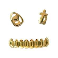 1 Set Glossy Hollow Heart & Cross Tooth Grillz, Unisex Daily Wear Tooth Jewelry Accessories