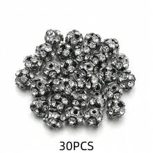 30pcs Shiny Round Beads Rhinestone Spacer Beads For Making Jewelry, DIY Bracelet Necklace - Diamond Ball - View 16