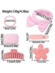 16pcs/Set Pink Household Washing Accessories Set, Including Large Comb, Hair Clips, Wrist Band, Hair Ties, Etc. - Suitable For Girls And Women, Decorative Accessories, Suitable For Daily Use, Bathing, Waterproof, New Combination, Adorable And Sweet, Multi-Functional - Suitable For Daily Life And Outfits, Style, Claw Clips - Multicolor - View 10