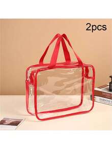 Bộ 2 túi đựng đồ chơi trẻ em trong suốt có khóa kéo và nhãn dán, được làm từ nhựa PVC trong suốt, có thể tái sử dụng, thích hợp để đựng trò chơi cờ bàn, khối xếp hình, ghép hình và đồ chơi, lý tưởng để cất giữ đồ dùng trong phòng trẻ. - Nhiều màu - Xem 27