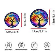 6pcs Life Tree Pattern Coaster Set, Tea Cup Mats, Water Cup Mats, Wine Glass Mats, Coffee Cup Mats, Round Absorbent Silica Gel Coasters, Home Decor, Party & Tableware Gift Set, Suitable For All Seasons - Multicolor - View 11