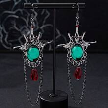 Minimalist European & American Bat Tassel Rhinestone Hollow Gothic Style Earrings, Vintage Holiday Earrings - Multicolor - View 3